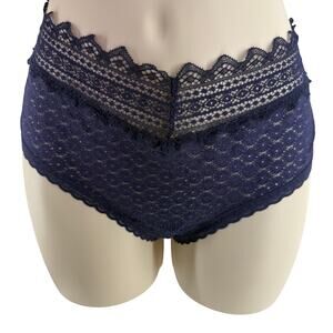 Aerie Deep Blue All Over Lace Bikini Panty Womens Large